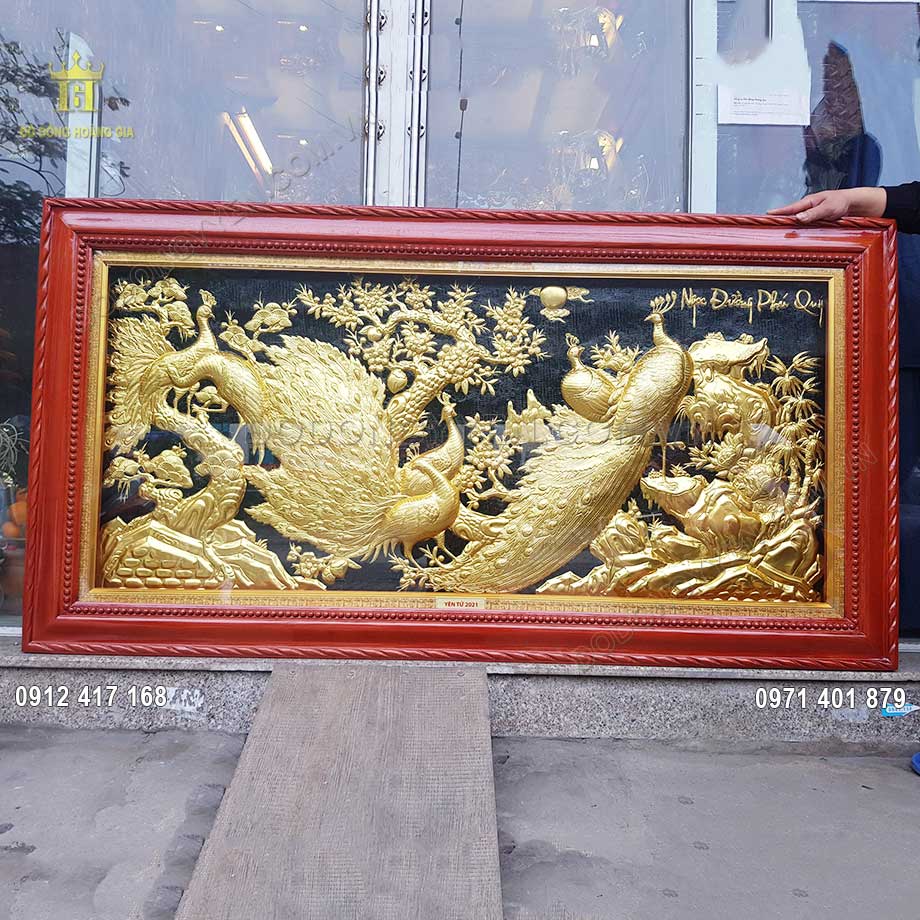 Tranh Đồng Ngọc Đường Ph&uacute; Qu&yacute; D&aacute;t V&agrave;ng 9999 1M70